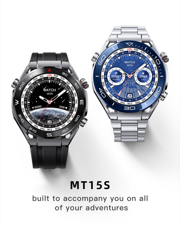 MT15S Smart Watch Ultimate Men NFC Bluetooth Call Voice Assistant Πυξίδα Βραχιόλι Heart Rate Outdoor Sport Business Smartwatch