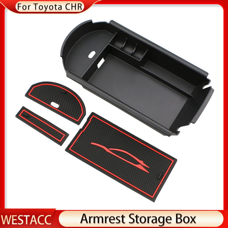 Auto keskkonsooli käetoe karbi hoiukast Toyota C-HR CHR 2016 - 2021 korraldaja konteineri hoidiku kandiku tarvikutele