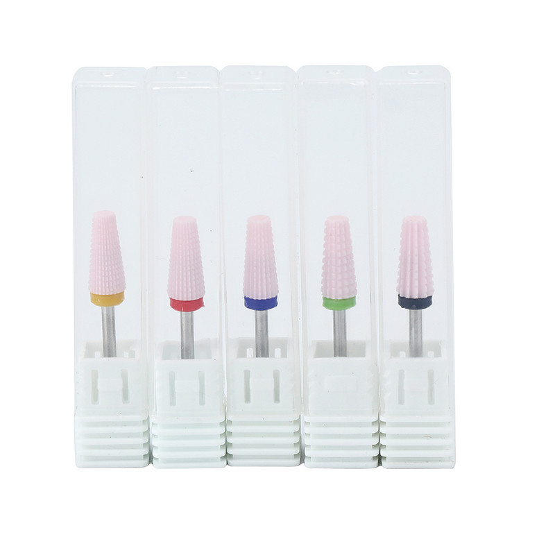 Naujas Pink 5 in 1 keraminis nagų grąžtas, skirtas elektrinei gręžimo mašinai 3/32 colių koto frezavimo pjoviklis Greitai pašalinamas akrilas arba kietas gelis