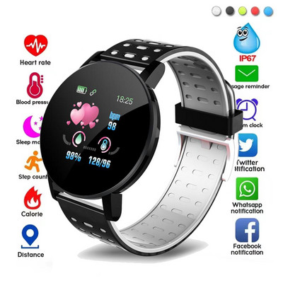 119 Plus Fit Pro Smart Bracelet Round Women Men Ръчен часовник Будилник Фитнес тракер Watch Fit Smartwatch Kids Android IOS