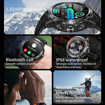 Смарт часовник NX8 Спорт на открито BT Call Compass 1,52-инчов голям екран Гривна 400mAh Батерия Проследяване на здравето Тракер Смарт часовник