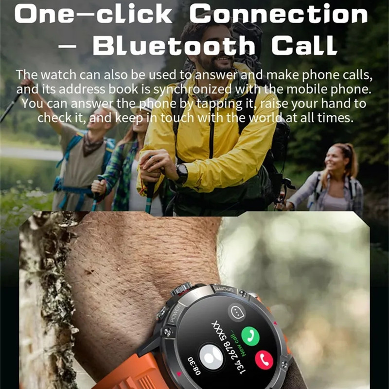 Ceas inteligent NX8 Sport în aer liber BT Call Busolă 1,52 inci Brățară cu ecran mare 400 mAh Monitorizare sănătate a bateriei Tracker Smartwatch