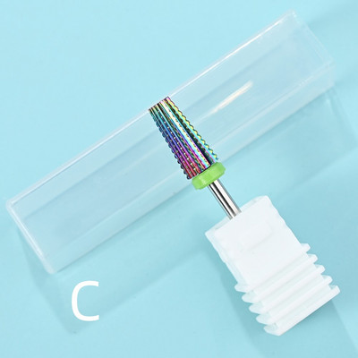 Carbură de oțel de tungsten Acoperire colorată Cuticule Curățare unghii Burghie Freză rotativă pentru manichiură Instrument de accesorii pentru unghii