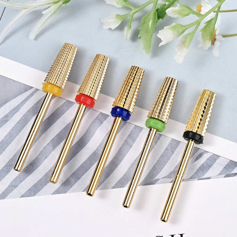 Carbură de oțel de tungsten Acoperire colorată Cuticule Curățare unghii Burghie Freză rotativă pentru manichiură Instrument de accesorii pentru unghii