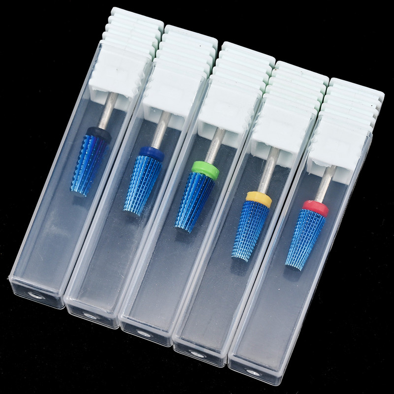 Carbură de oțel de tungsten Acoperire colorată Cuticule Curățare unghii Burghie Freză rotativă pentru manichiură Instrument de accesorii pentru unghii