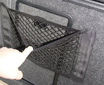 Τσάντα αποθήκευσης πίσω καθίσματος αυτοκινήτου Πορτμπαγκάζ Διχτυωτό Auto Organizer Διώροφο ελαστικό δίχτυ με κορδόνι Magic Sticker Τσάντα τσέπης Ατζέντα αυτοκινήτου