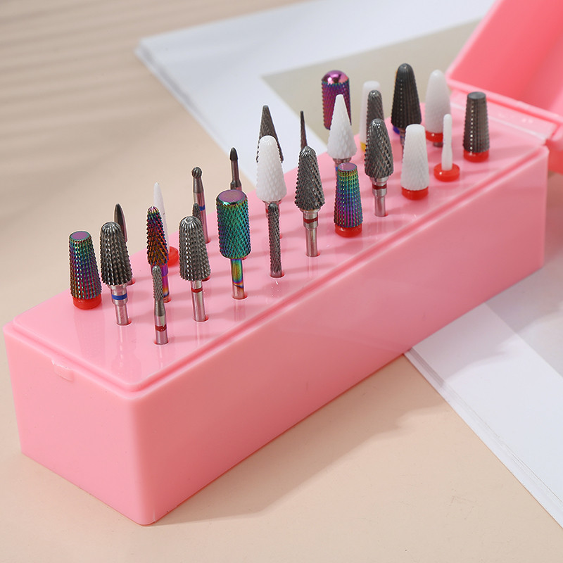 30 skylių nagų šlifavimo galvutės laikymo dėžutė Nagų dailės šlifavimo antgalio laikiklio ekrano stovas šlifavimo galvutės organizatoriaus ekrano dėžutė