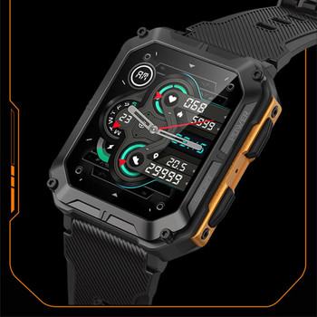 Μαύρο/πορτοκαλί Smartwatch Καρδιακό ρολόι για Android Ios 128mb Έξυπνο ρολόι αδιάβροχο Νέο ανδρικό γυναικείο Smartwatch 2023