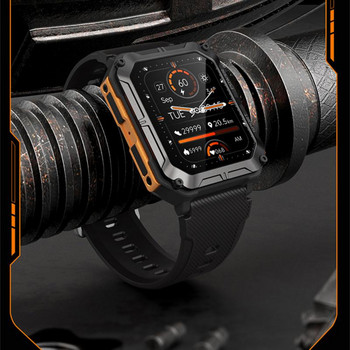 Μαύρο/πορτοκαλί Smartwatch Καρδιακό ρολόι για Android Ios 128mb Έξυπνο ρολόι αδιάβροχο Νέο ανδρικό γυναικείο Smartwatch 2023