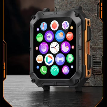 Черен/оранжев Smartwatch Heart Rate за Android Ios 128mb Смарт часовник Водоустойчив Нов 2023 Мъже Жени Спортен Smartwatch
