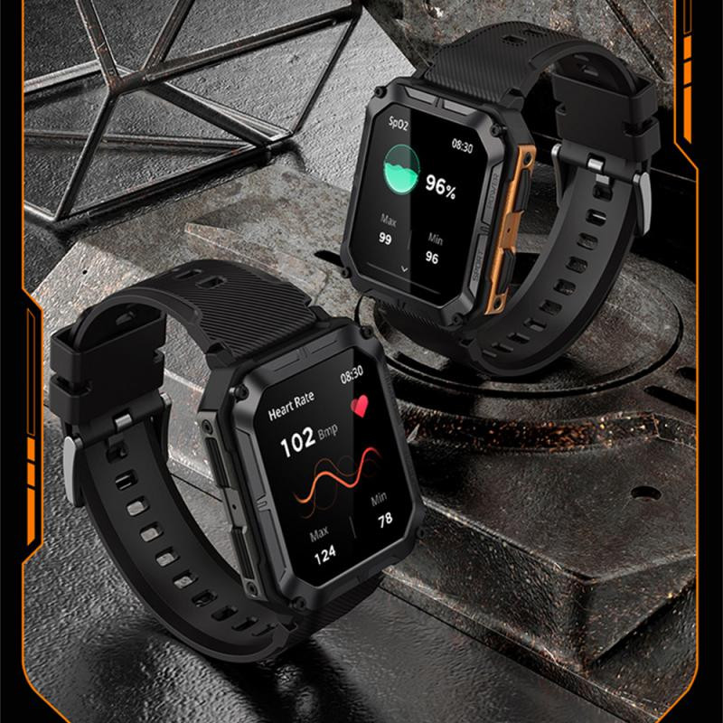 Ceas inteligent negru/portocaliu Frecvența cardiacă pentru Android Ios 128mb Ceas inteligent Rezistent la apă Nou 2023 Ceas inteligent sport bărbați femei