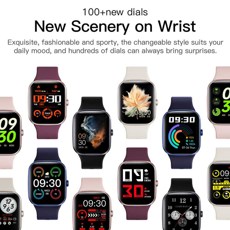 Stilingas „Smart Watch Fitness Tracker SmartWatch“, skirtas „Android“ / „iOS“ telefonams, 1,69 colio jutiklinis ekranas su sveikatos stebėjimo žingsniamačiu.