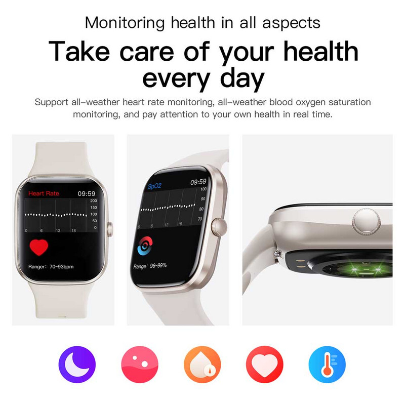 Stilingas „Smart Watch Fitness Tracker SmartWatch“, skirtas „Android“ / „iOS“ telefonams, 1,69 colio jutiklinis ekranas su sveikatos stebėjimo žingsniamačiu.