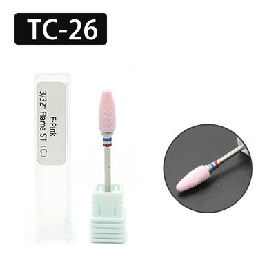 OGEYERO Burghiu din carbură ceramică pentru unghii Cutter de tăiat unghii Rotiți freze freze Mașină electrică de găurit pentru instrumente de manichiură pedichiură