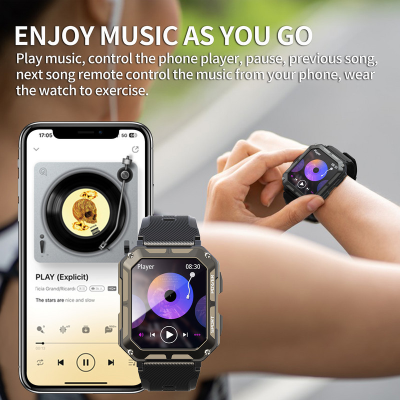 Uhoofit C20Pro välistingimustes kasutatav nutikell meeste helistamine spordile, 1,83-tolline HD värviline puuteekraan 380 mAh IP68 veekindel käekell