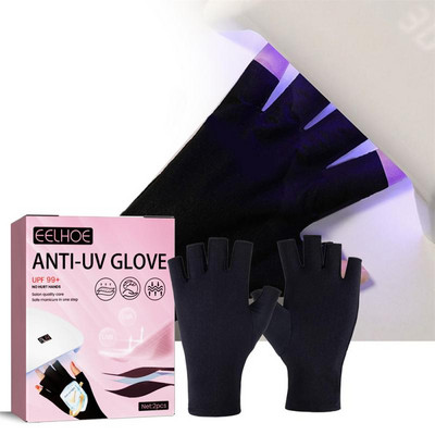 2pcs Anti Uv Rays Protect Gloves Nail Gloves Led Lamp Nail Uv Protection Radiation Proof Glove Manicure Nail Art Tools