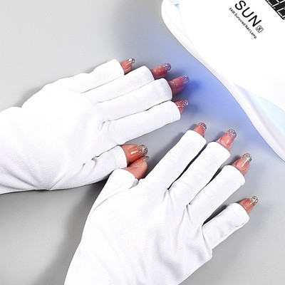 Anti UV Gloves Gel Professional Protection Gloves For Manicures, Protect Hands Nail Art Stretchy Fingerless Glove For Home