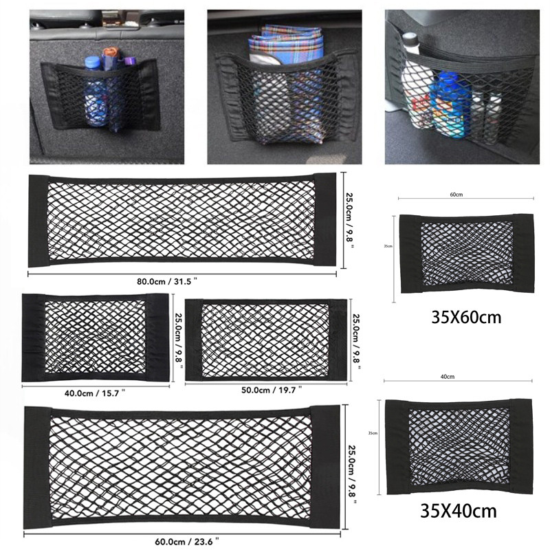 Spate mașină plasă spate portbagaj scaun cușcă elastică auto organizator scaun spate geanta șir plasă autocolant magic buzunar universal pentru geanta de depozitare