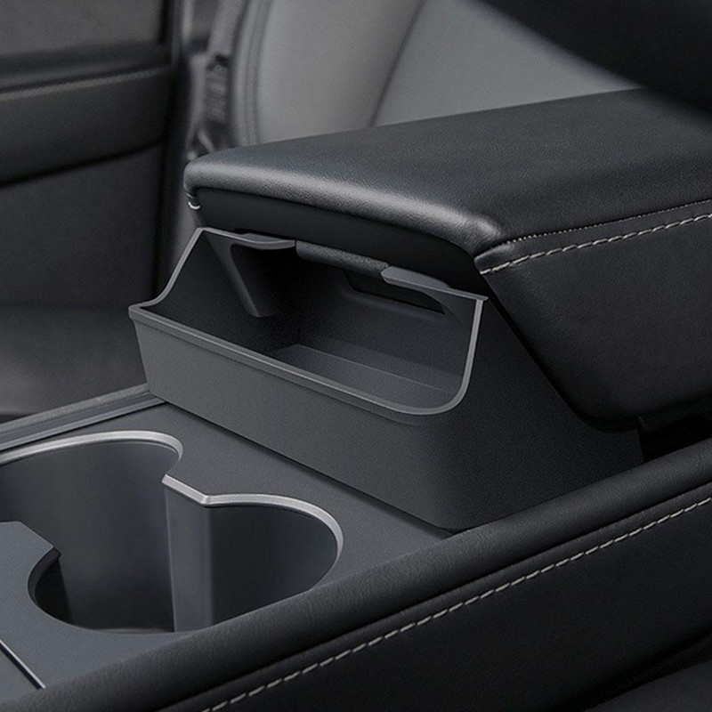 Cutie pentru ochelari auto pentru Tesla Model 3 Y Cotieră centrală Cutie de depozitare ascunsă Organizator Accesorii interioare Culoare gri