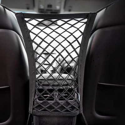 3 slāņu sieta soma Automašīnas elastīgā uzglabāšanas tīkla soma starp sēdekļiem Auto salona organizators Automašīnas dalītājs mājdzīvnieku barjera Universāls izstiepjams