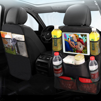 Органайзер за задната седалка на автомобила Мултифункционална чанта за съхранение на интериора на колата от плат Oxford с държач за таблет и поставка за чаша вода за напитки за деца