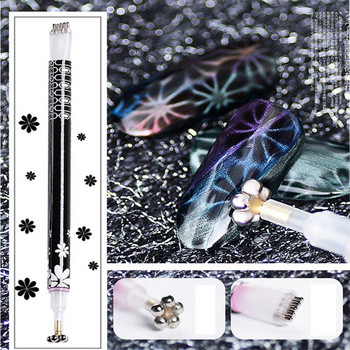Nail Art Magnet Stick Cat Eyes Μαγνήτης διπλής κεφαλής για βερνίκι τζελ νυχιών 3D Line strip Effect Ισχυρά εργαλεία μανικιούρ με στυλό