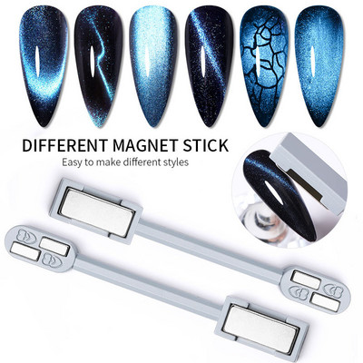 Nail Magnet 3D Magic Cat`s Eye Glue Enhancement for Lightning Pattern Double Head Powerful Magnet Cat`s Eye Nail Art Magnet
