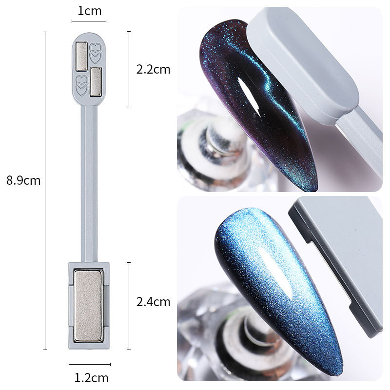 Nagų magnetas 3D Magic Katės akių klijų tobulinimo įrankis, skirtas žaibo raštui, dviguba galvutė Galingas katės akių magnetas Nagų dailės magnetas