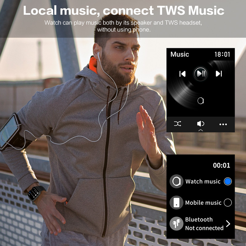 Ceas inteligent Uhoofit BT Dial Call A70 Moduri sportive multiple Ceas inteligent Memento de informații Oxigen din sânge IP67 Ceas rezistent la apă