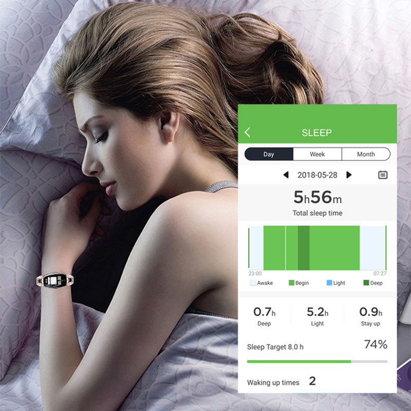 Kvaliteetne H8 naiste nutikell pulsikell, vererõhk, nutikell rihm Fitness Tracker naiste metallist käevõru kuldne