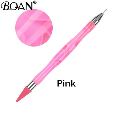 BQAN 1 TK pimestav kahe otsaga küünte täppispliiats, kristallhelmed, käepide Rhinestone naastud, valija vahapliiats maniküüri küünte kunstitööriist