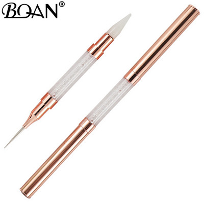 BQAN 1 TK pimestav kahe otsaga küünte täppispliiats, kristallhelmed, käepide Rhinestone naastud, valija vahapliiats maniküüri küünte kunstitööriist