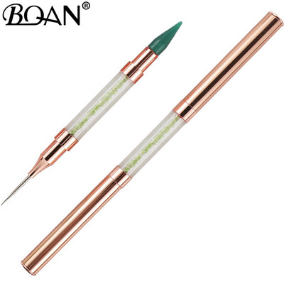 BQAN 1 TK pimestav kahe otsaga küünte täppispliiats, kristallhelmed, käepide Rhinestone naastud, valija vahapliiats maniküüri küünte kunstitööriist