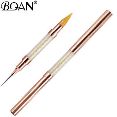 BQAN 1 TK pimestav kahe otsaga küünte täppispliiats, kristallhelmed, käepide Rhinestone naastud, valija vahapliiats maniküüri küünte kunstitööriist