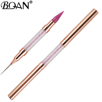 BQAN 1 TK pimestav kahe otsaga küünte täppispliiats, kristallhelmed, käepide Rhinestone naastud, valija vahapliiats maniküüri küünte kunstitööriist