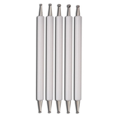 5 tk. komplekt UV-geelmaali küünte joonistamiseks täppispliiatsiga akrüülist käepidemega kivipuidust kahesuunaline pintsel, salongi kaunistus maniküüri tööriistade komplekt