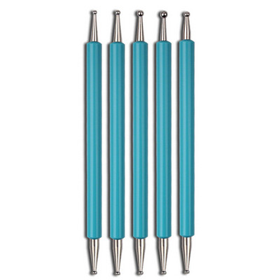 5 tk. komplekt UV-geelmaali küünte joonistamiseks täppispliiatsiga akrüülist käepidemega kivipuidust kahesuunaline pintsel, salongi kaunistus maniküüri tööriistade komplekt