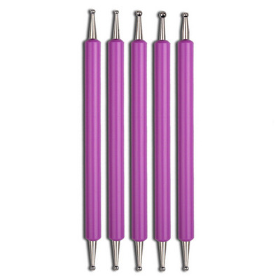 5 tk. komplekt UV-geelmaali küünte joonistamiseks täppispliiatsiga akrüülist käepidemega kivipuidust kahesuunaline pintsel, salongi kaunistus maniküüri tööriistade komplekt