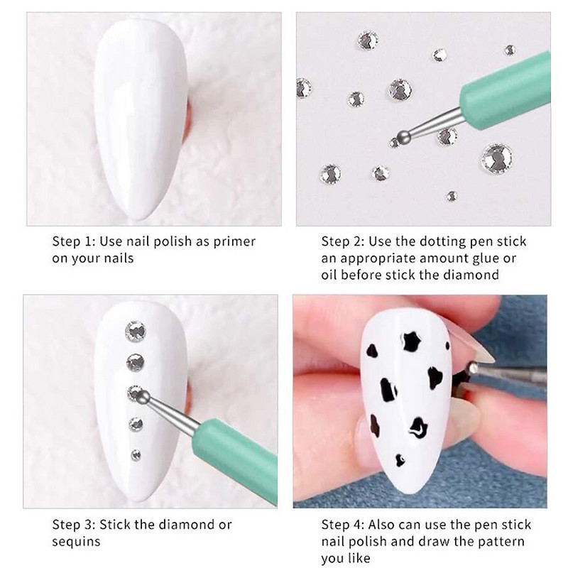 5 tk. komplekt UV-geelmaali küünte joonistamiseks täppispliiatsiga akrüülist käepidemega kivipuidust kahesuunaline pintsel, salongi kaunistus maniküüri tööriistade komplekt