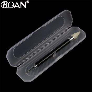 BQAN 1PCS Μαύρο στυλό νυχιών με κουκκίδες διπλής όψης Κρυστάλλινες χάντρες Λαβή στρας Καρφιά Picker Μολύβι Κερί Μανικιούρ Νυχιών Εργαλείο τέχνης