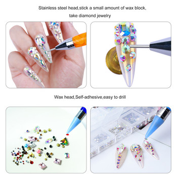 Восъчен молив за избор на апликатор за кристали за декорации за нокти, инструмент за избор на скъпоценни камъни Waxpen