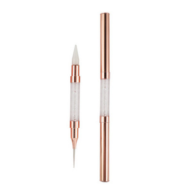Dvostruki alat za biranje kamenčića Alat za šaranje noktiju Ružičasto zlato Voštana olovka Kristalne dijamantne ručke Perle Niti Olovka za podizanje Manikura