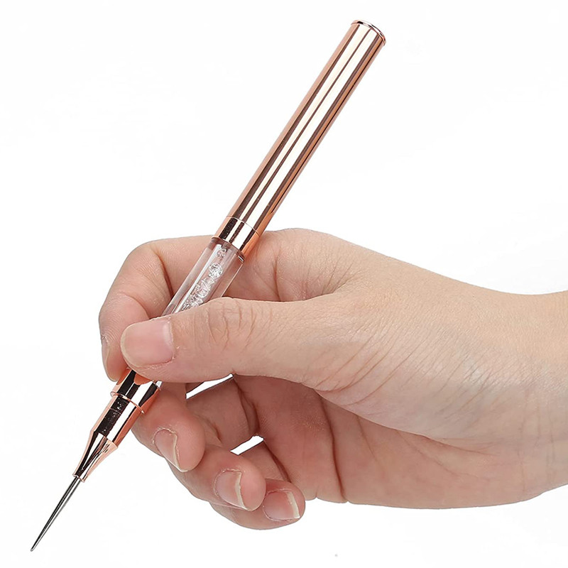 Dvostruki alat za biranje kamenčića Alat za šaranje noktiju Ružičasto zlato Voštana olovka Kristalne dijamantne ručke Perle Niti Olovka za podizanje Manikura