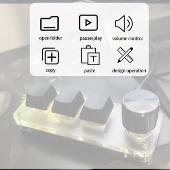 Macropad Macro Механична клавиатура RGB Mini Gaming Персонализирано копче за програмиране Клавиатури Червен превключвател 3 клавиша за Photoshop