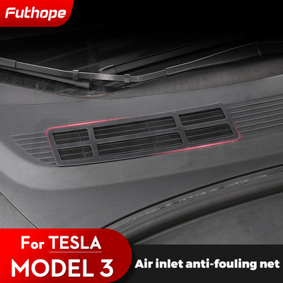 Защитен капак на входа на въздуха Futhope за Tesla 2021-2023 Model 3 Преден капак против насекоми и замърсяване Капак на климатика