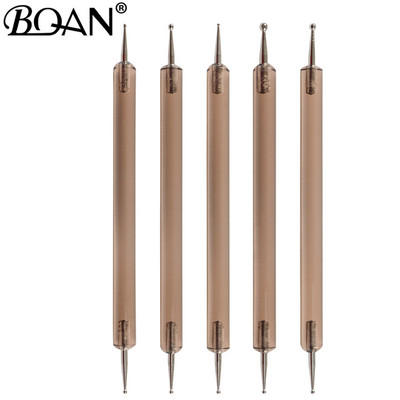 BQAN 5 vnt./rinkiniai Nagų dailės rašiklis 2 viename dvigubais galais taškavimo piešimo dažymas UV gelio įdėklų lakavimo teptukų rinkinys Nagų dailės taškymo įrankiai