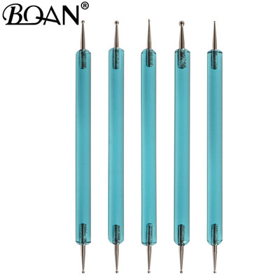 BQAN 5 vnt./rinkiniai Nagų dailės rašiklis 2 viename dvigubais galais taškavimo piešimo dažymas UV gelio įdėklų lakavimo teptukų rinkinys Nagų dailės taškymo įrankiai