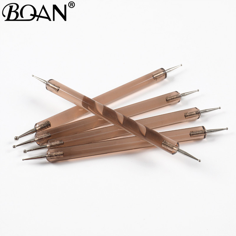 BQAN 5 vnt./rinkiniai Nagų dailės rašiklis 2 viename dvigubais galais taškavimo piešimo dažymas UV gelio įdėklų lakavimo teptukų rinkinys Nagų dailės taškymo įrankiai