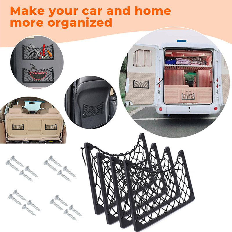4 TK auto hoiuvõrk Tagumine pagasiruumi korraldaja Elastsed nöörivõrgud Automaatne istme seljakott Kaubavõrk haagissuvila bussile matkasõidukile