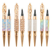 Rhinestone naastude valija Kristallkäepidemega värvimispliiats Kahe otsaga küünepuuripliiats Küünte täppimispliiats küünte kunstitööriist